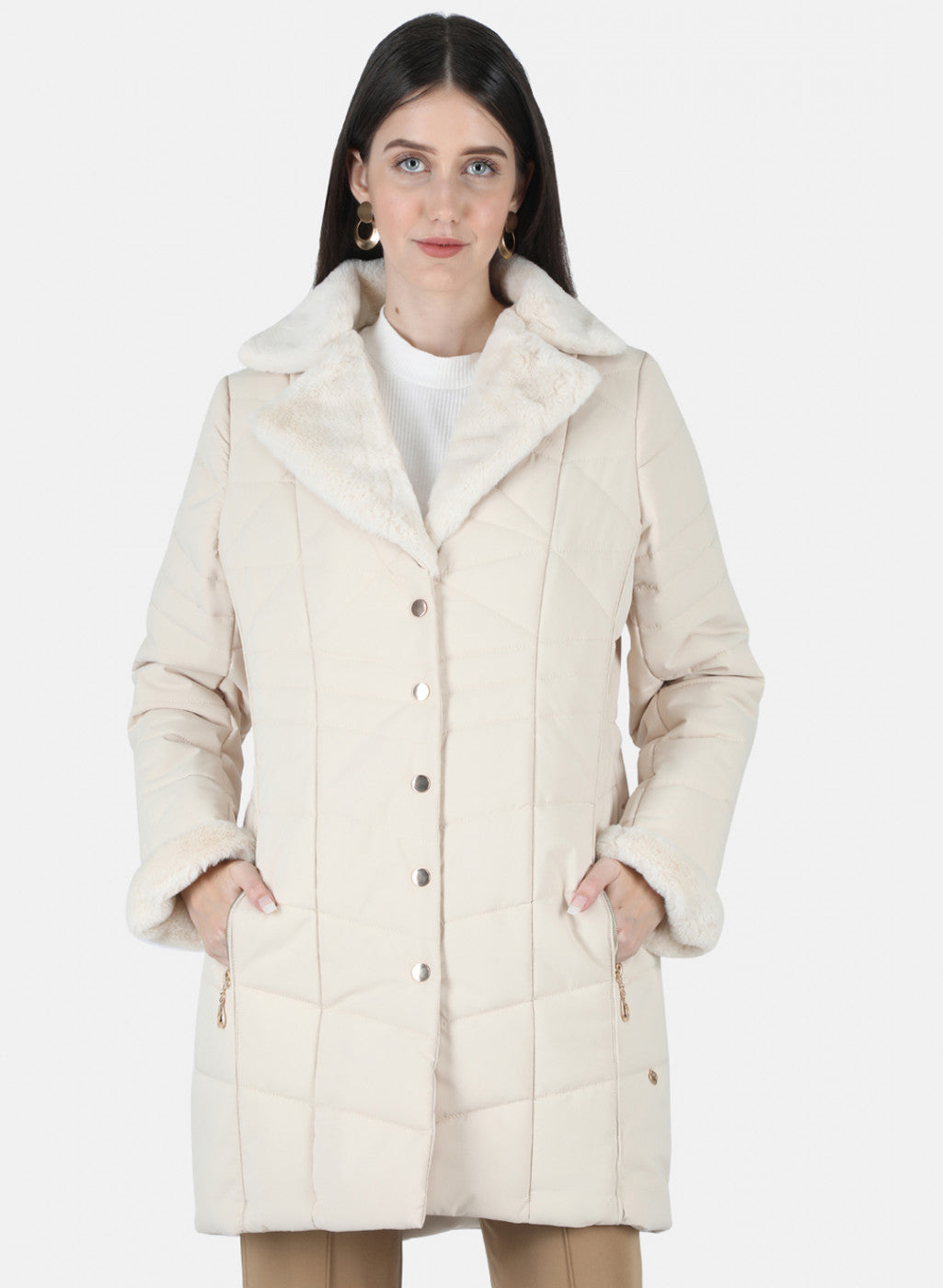 Women Beige Solid Jacket