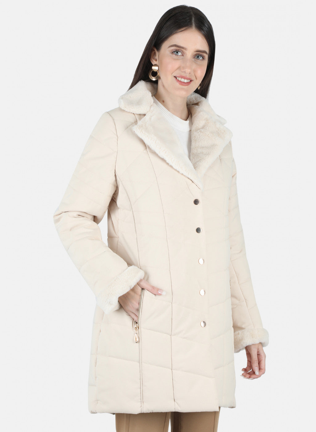 Women Beige Solid Jacket