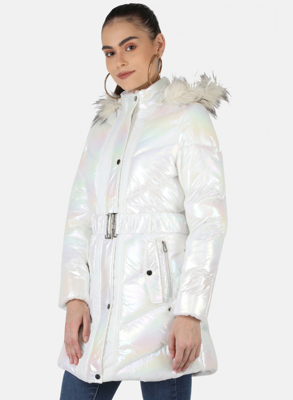 Women White Solid Jacket