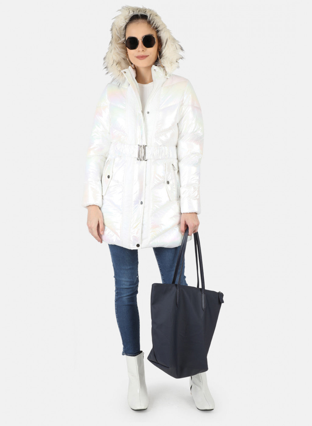 Women White Solid Jacket