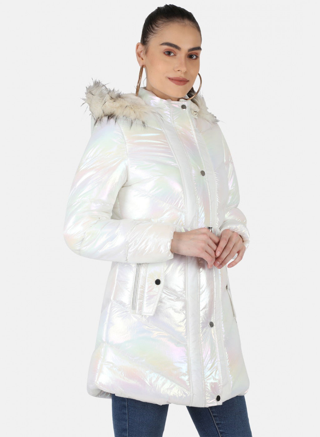 Women White Solid Jacket