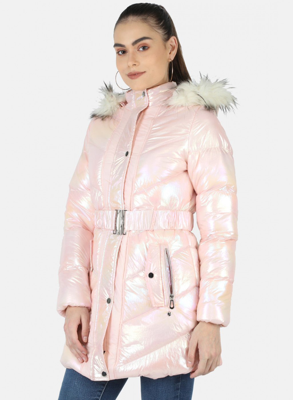 Women Pink Solid Jacket