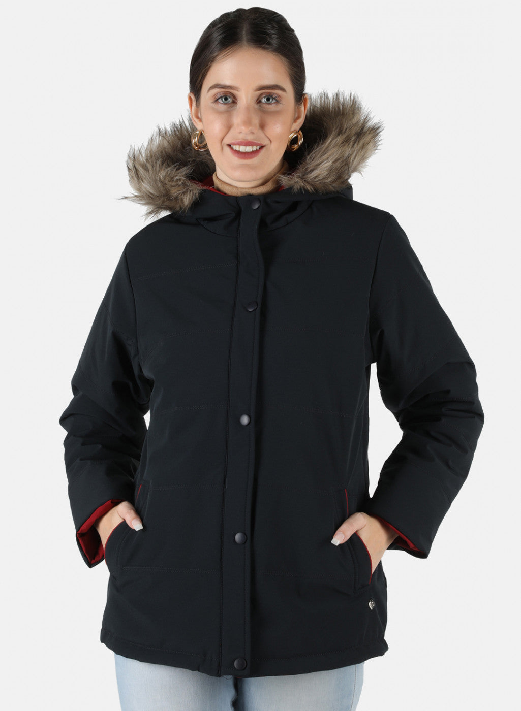 Women Navy Blue Solid Jacket