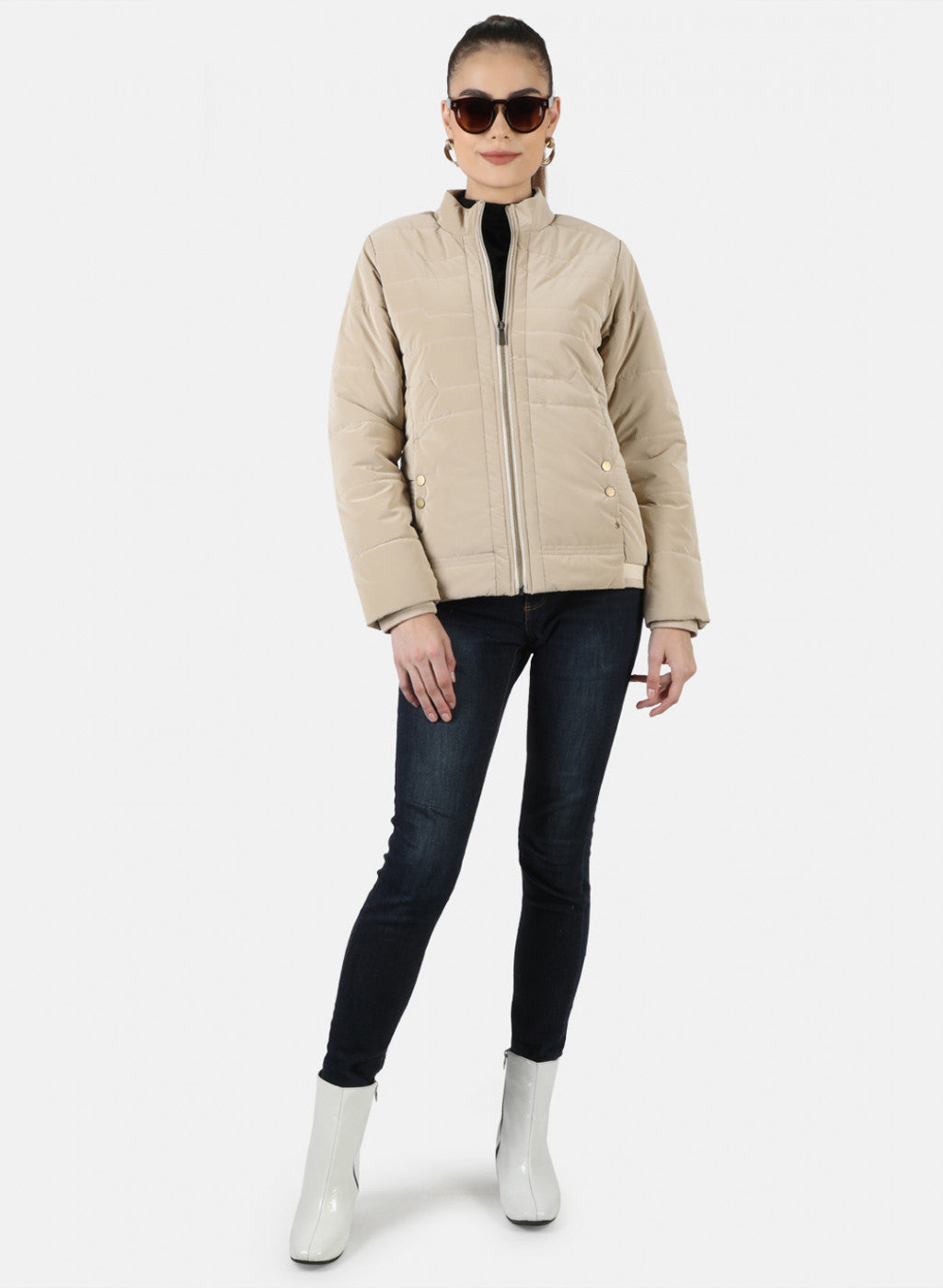 Women Beige Solid Jacket