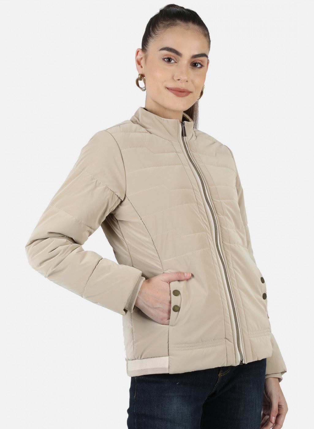 Women Beige Solid Jacket