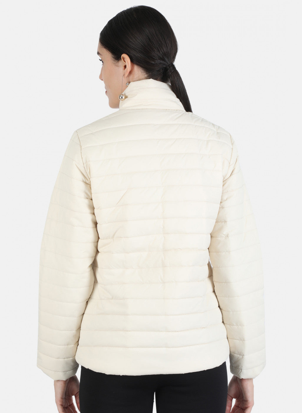 Women Cream Solid Jacket