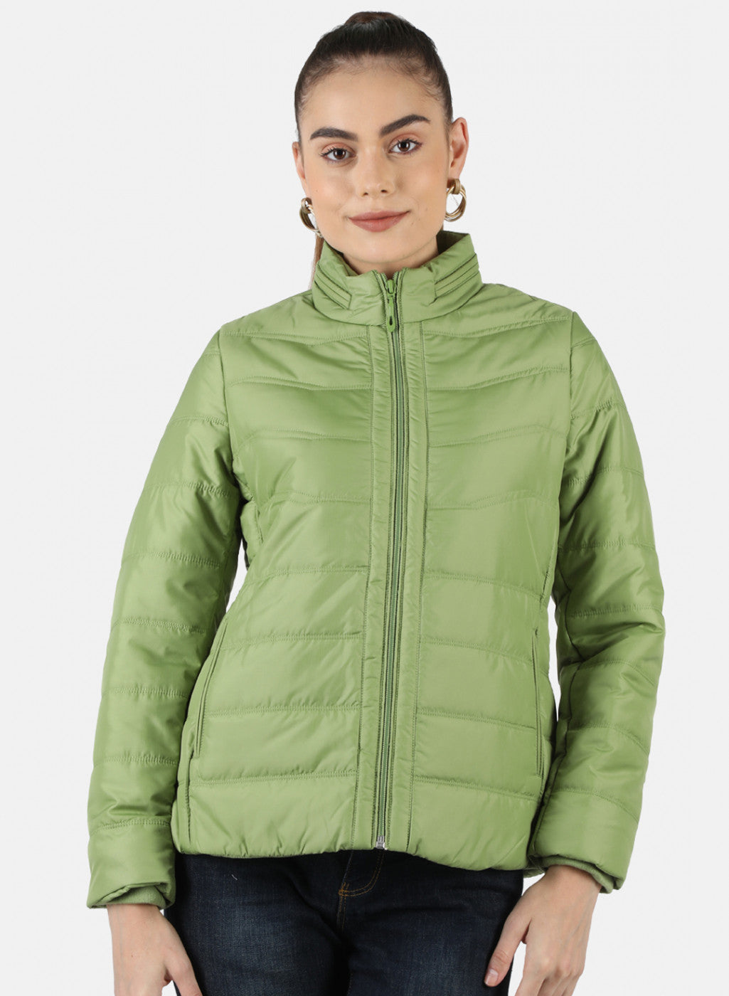 Women Green Solid Jacket