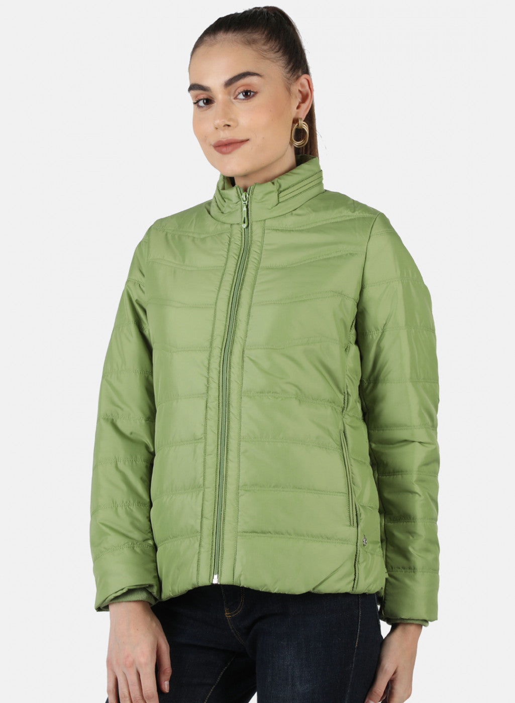 Women Green Solid Jacket