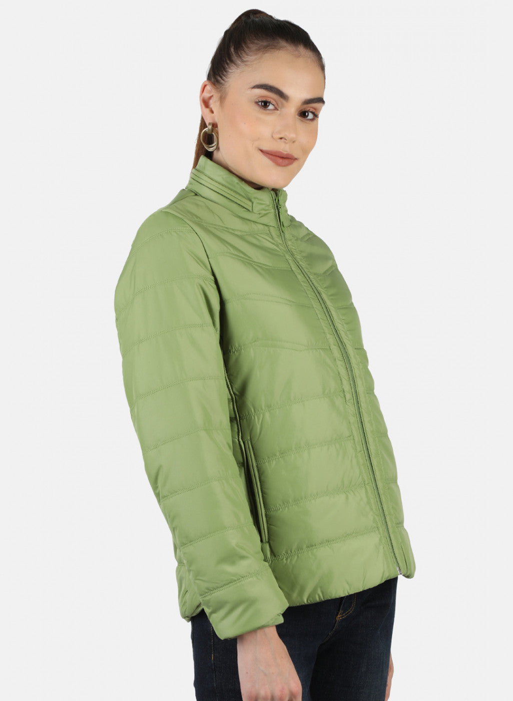 Women Green Solid Jacket