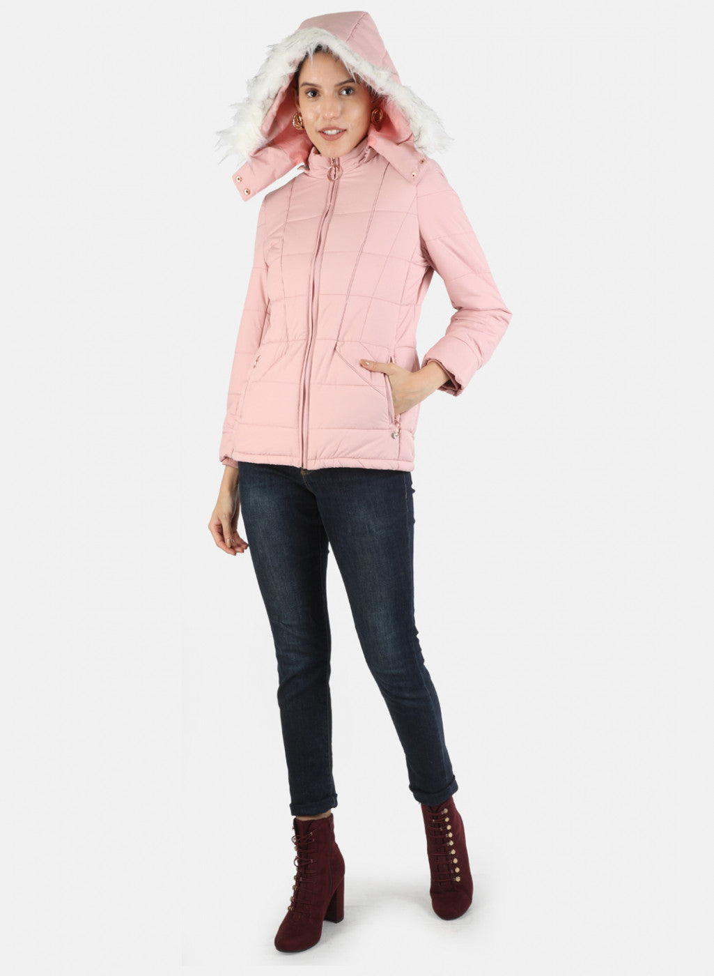 Women Pink Solid Jacket