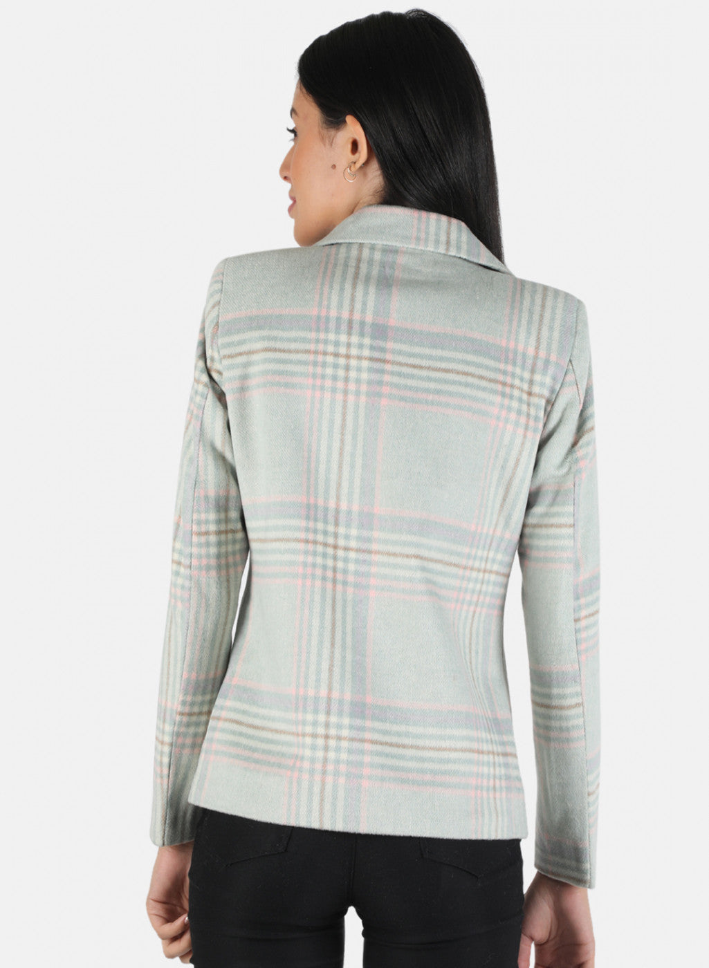 Women Grey Check Coat