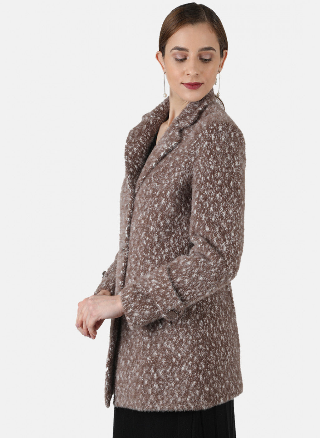 Women Brown Jaquard Coat