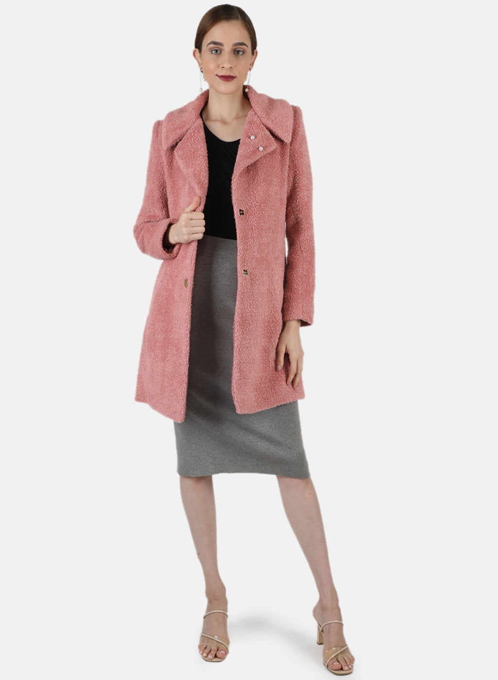 Women Pink Solid Coat