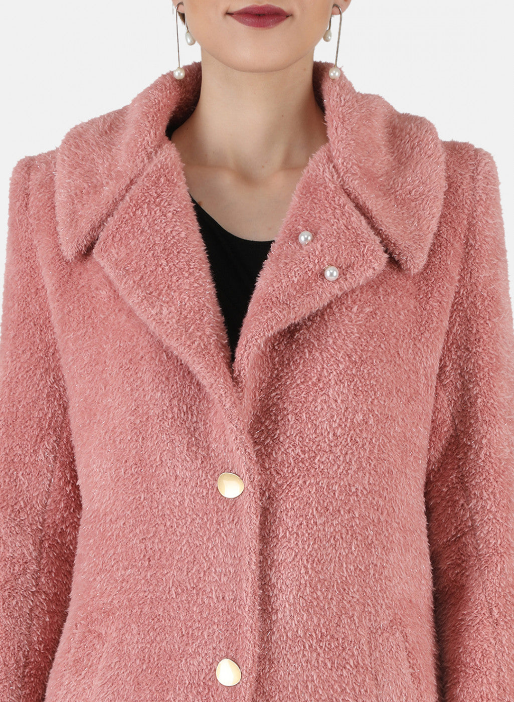 Women Pink Solid Coat