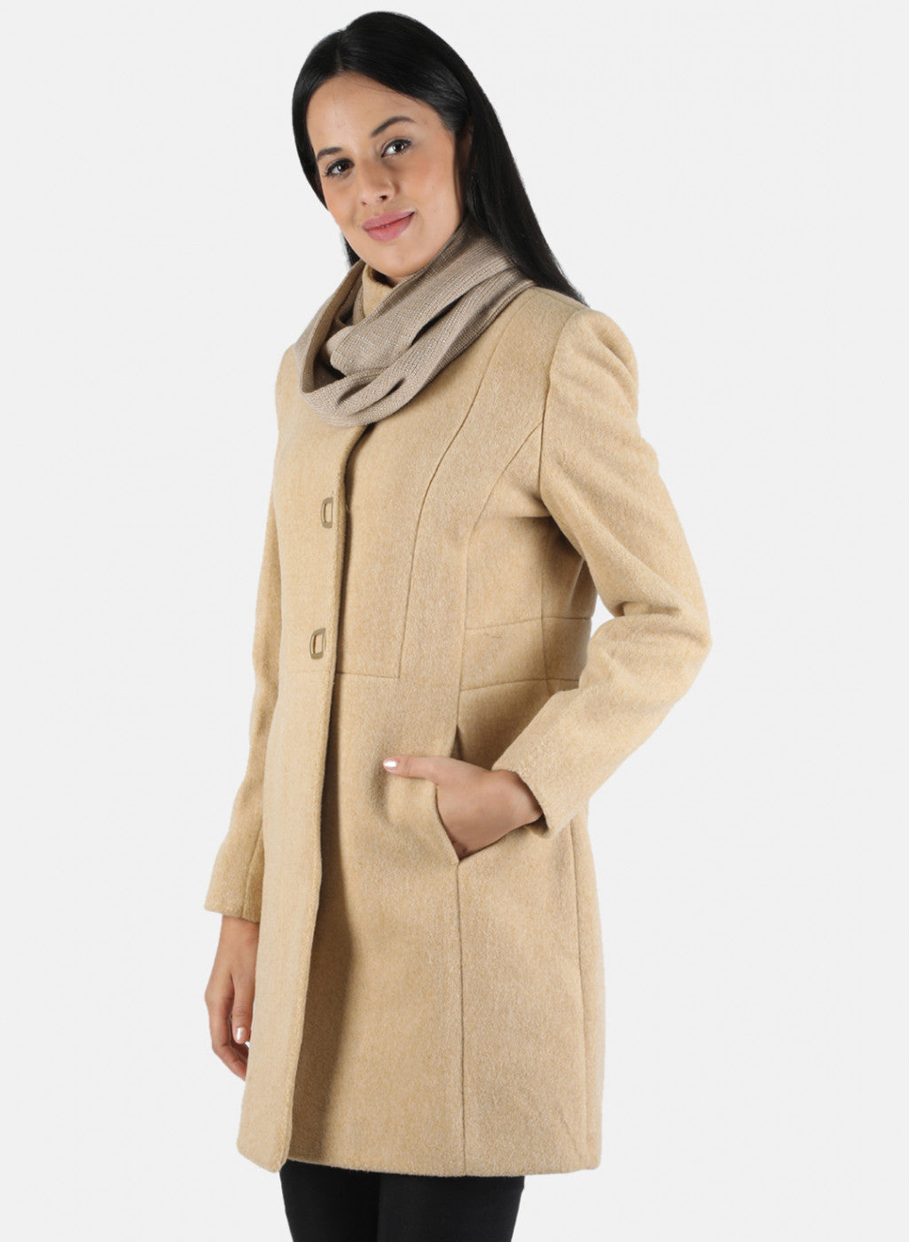 Women Brown Solid Coat