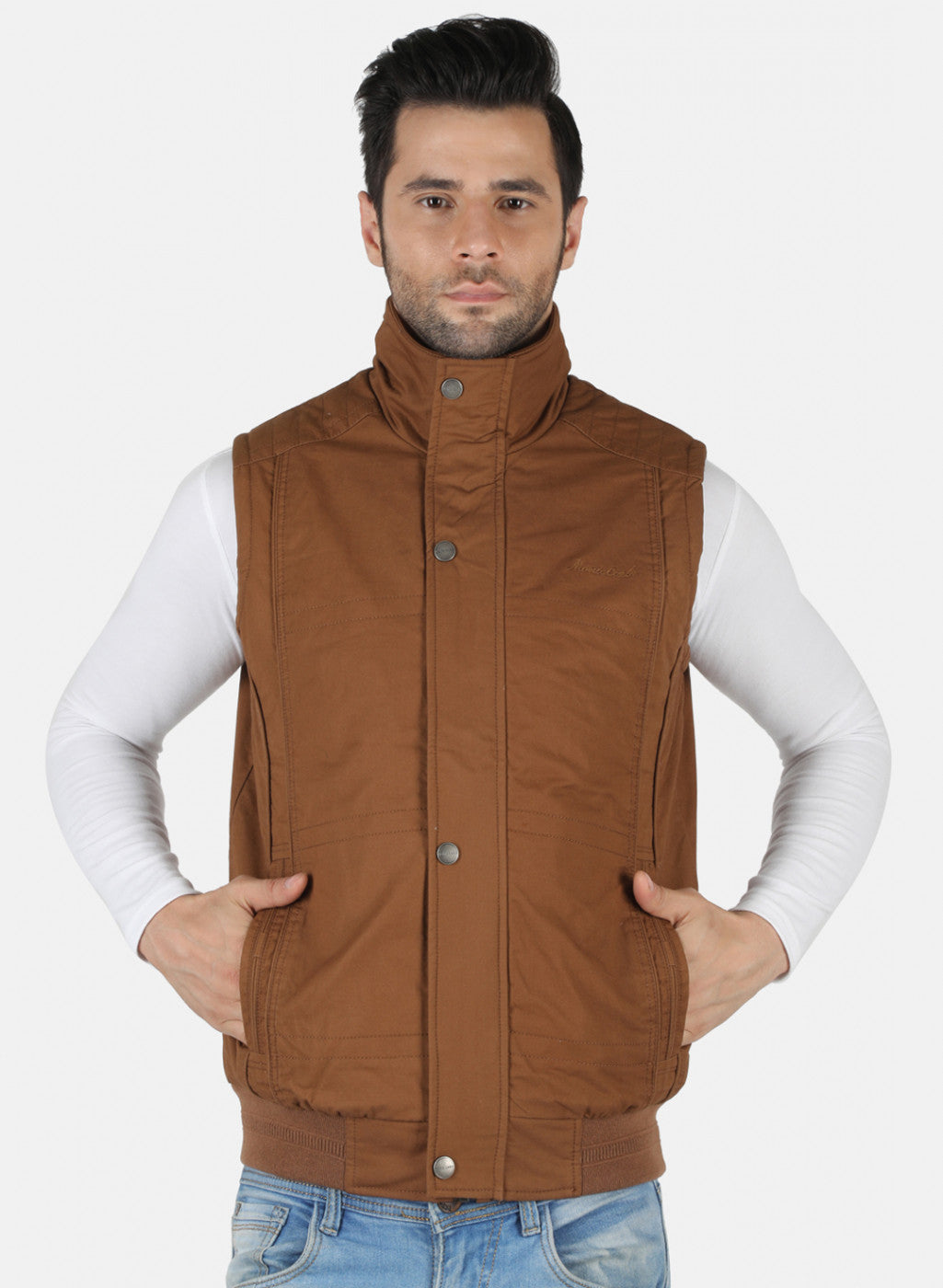 Men Brown Solid Jacket