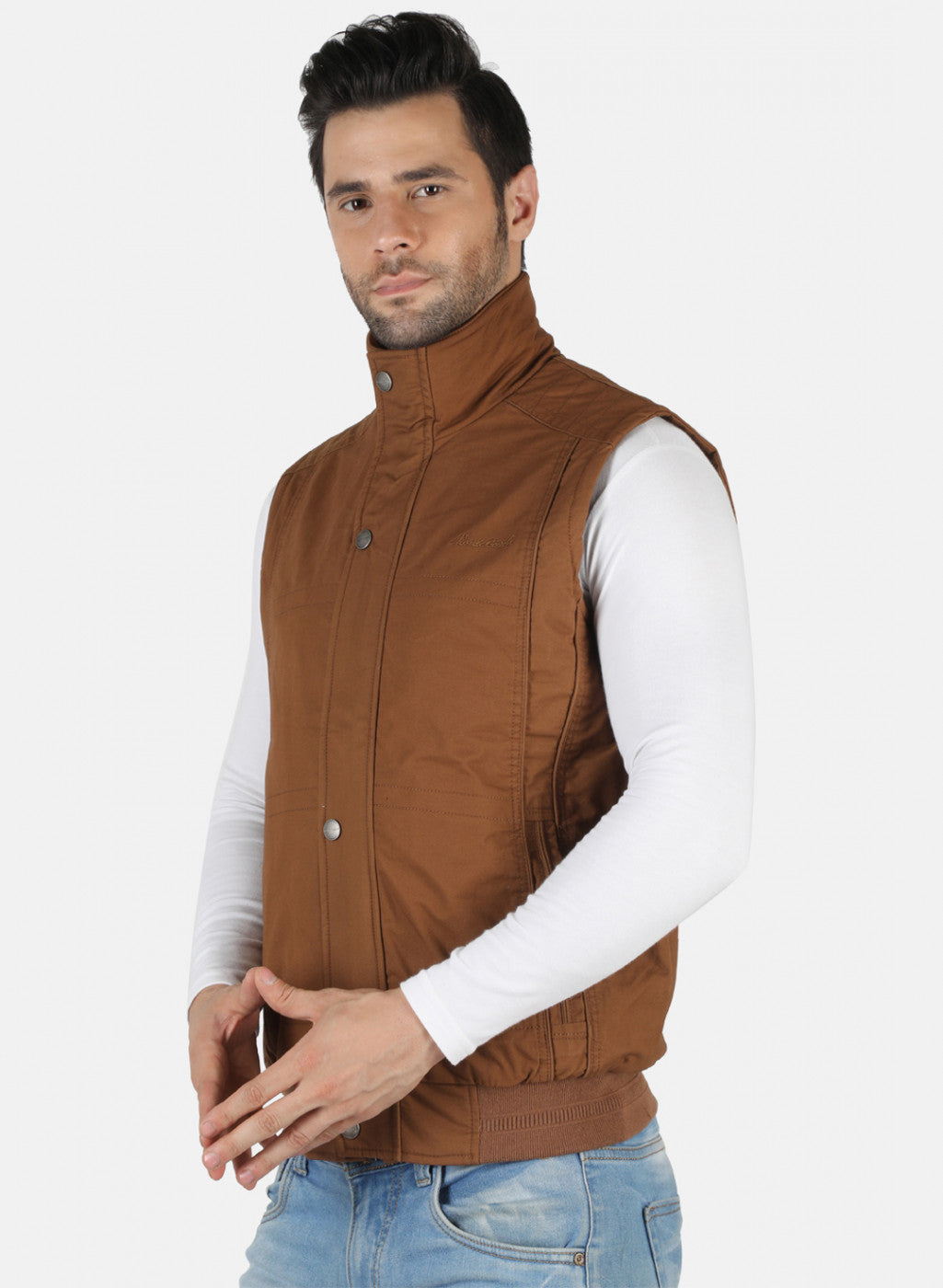 Men Brown Solid Jacket