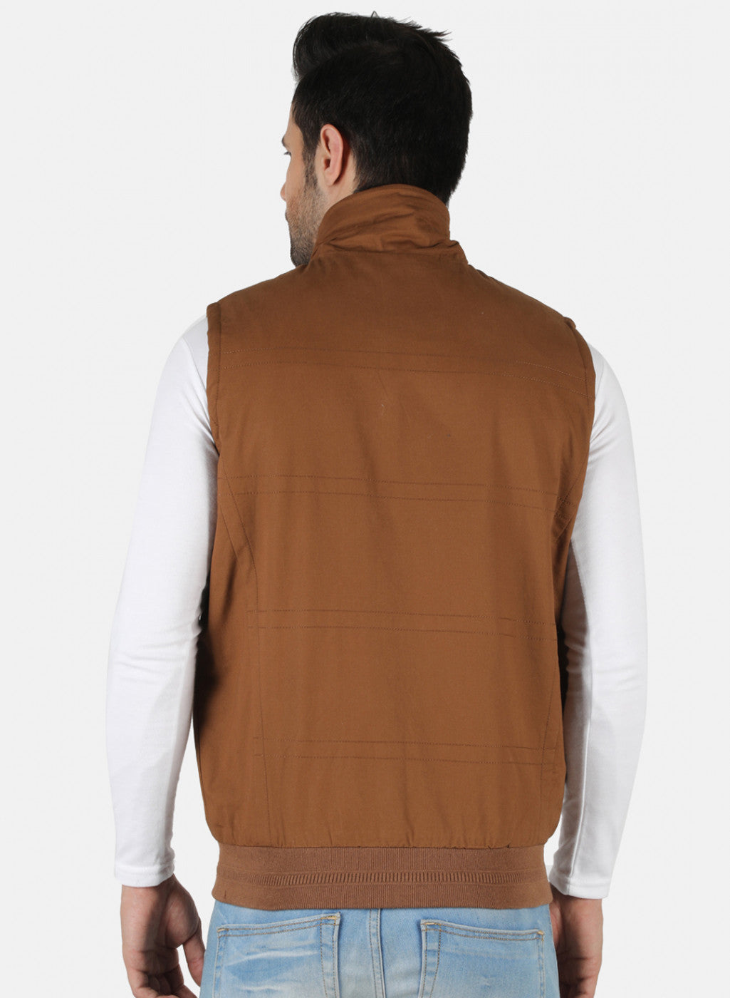 Men Brown Solid Jacket