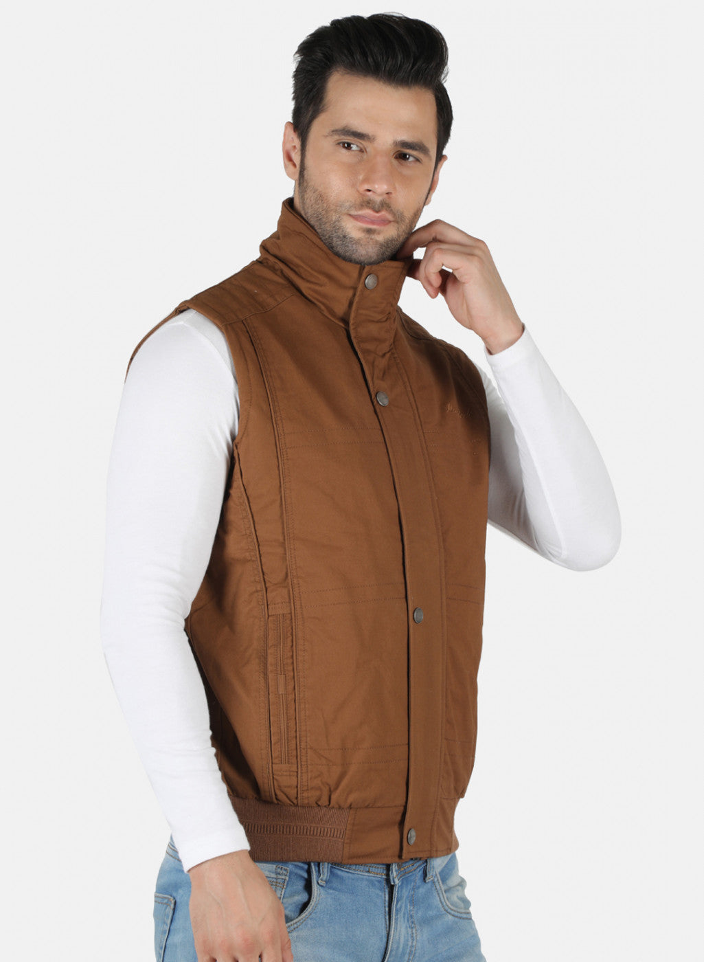 Men Brown Solid Jacket