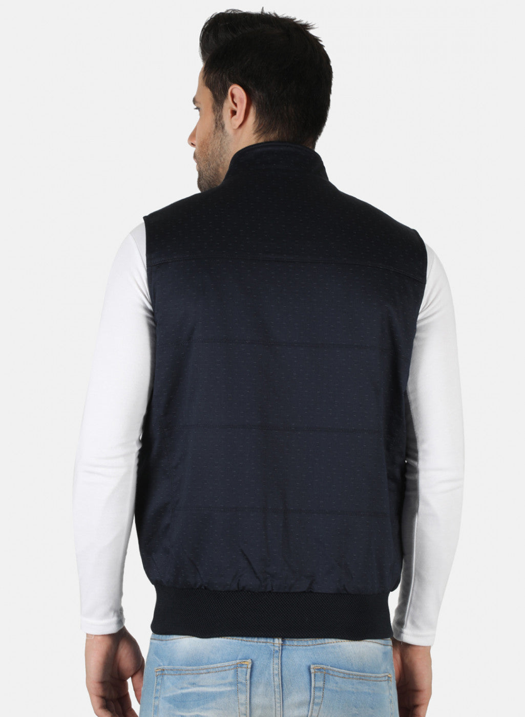 Men NAvy Blue Jaquard Jacket