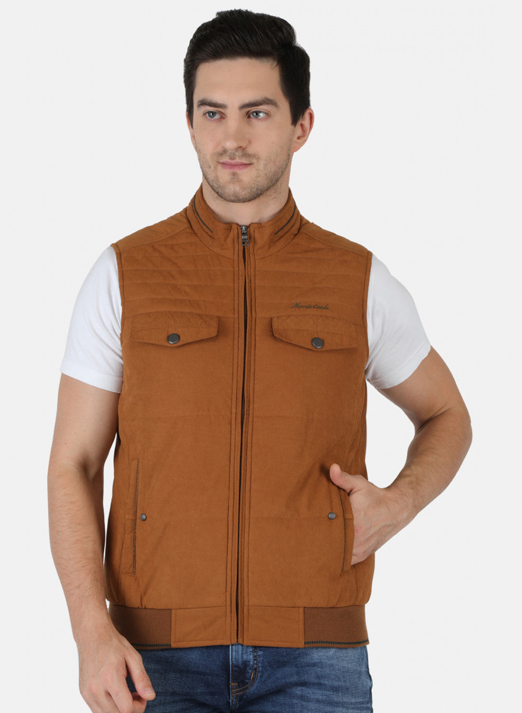 Men Brown Solid Jacket