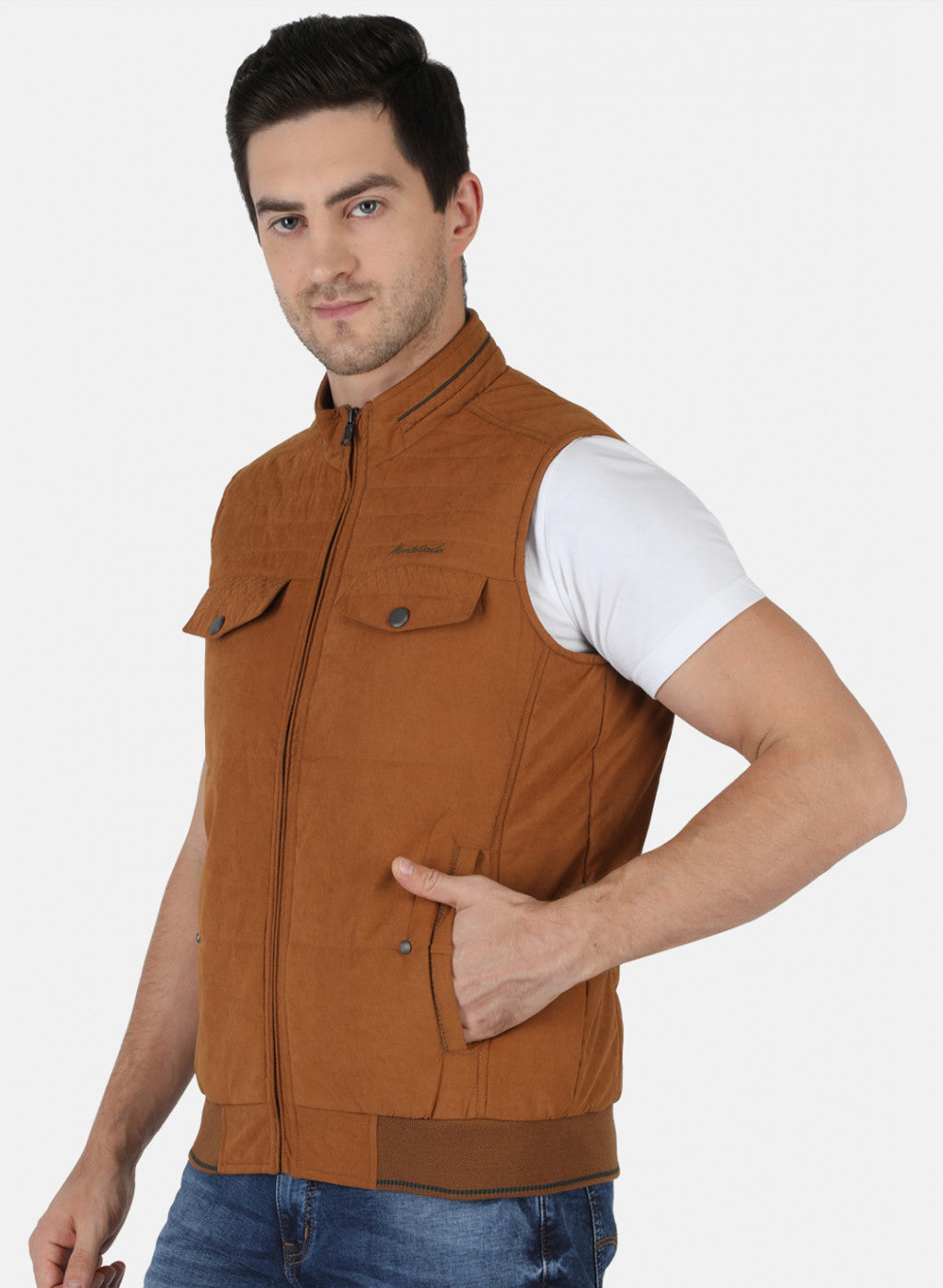 Men Brown Solid Jacket