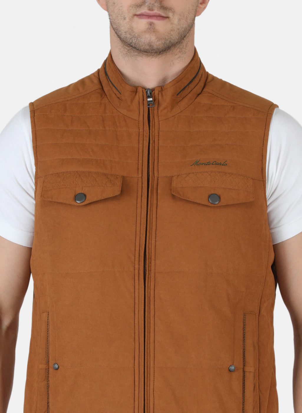 Men Brown Solid Jacket