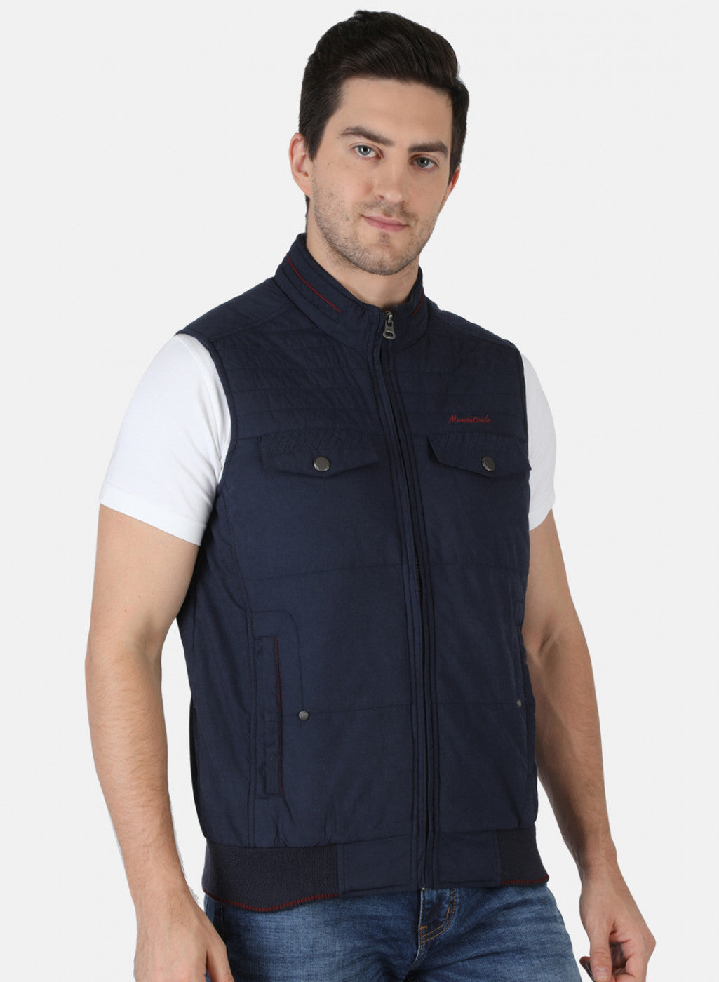 Men NAvy Blue Solid Jacket