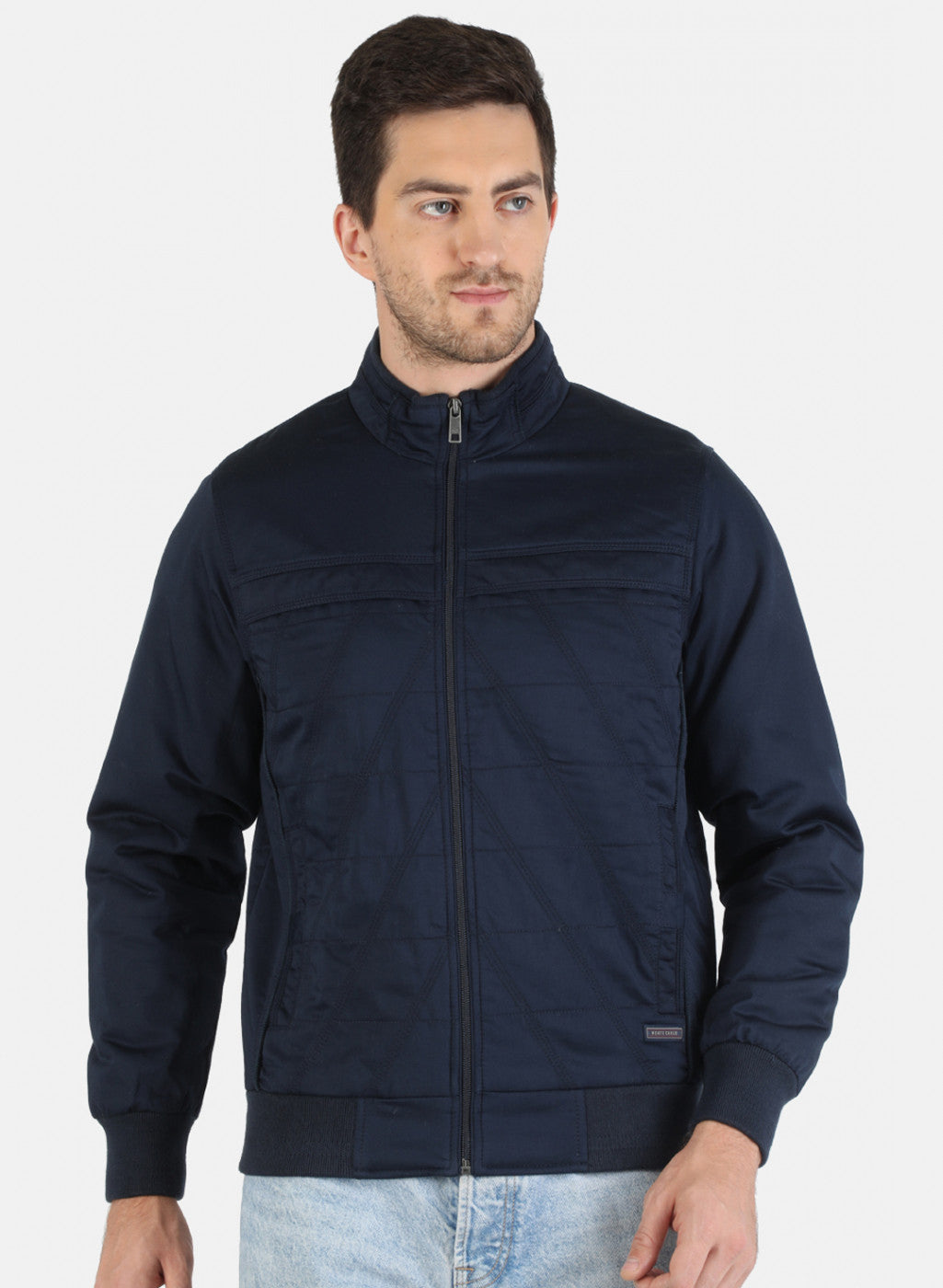 Men Blue Solid Jacket