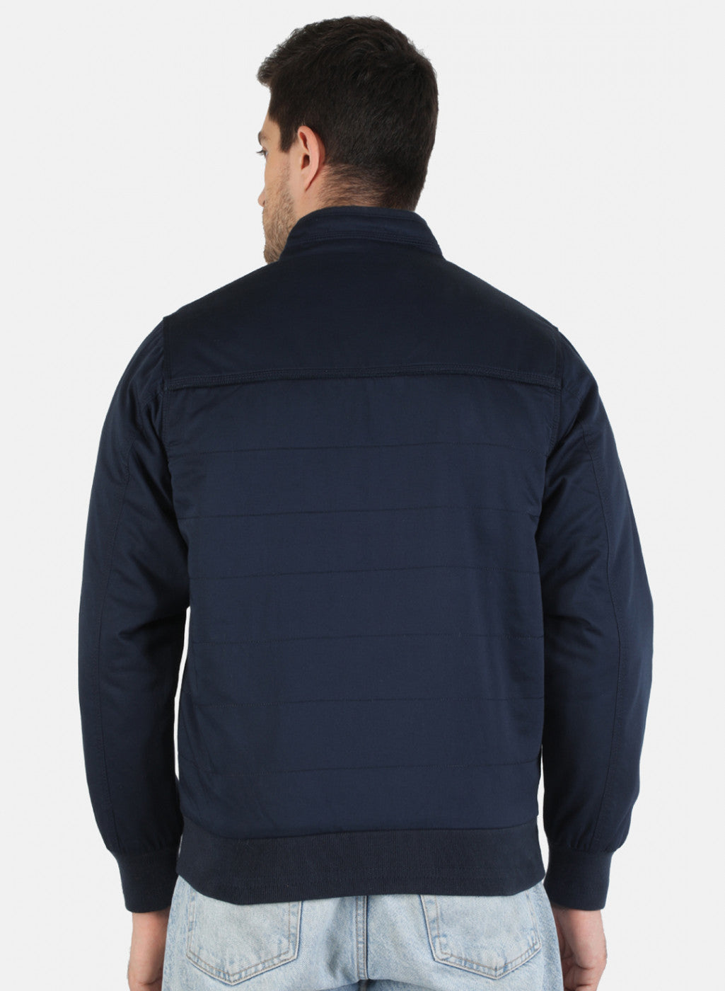 Men Blue Solid Jacket