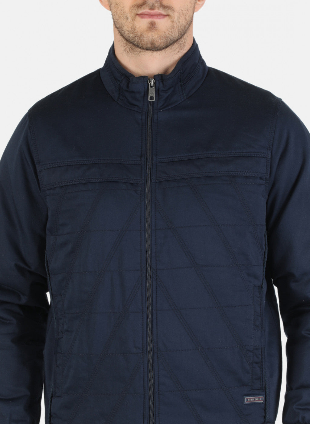 Men Blue Solid Jacket