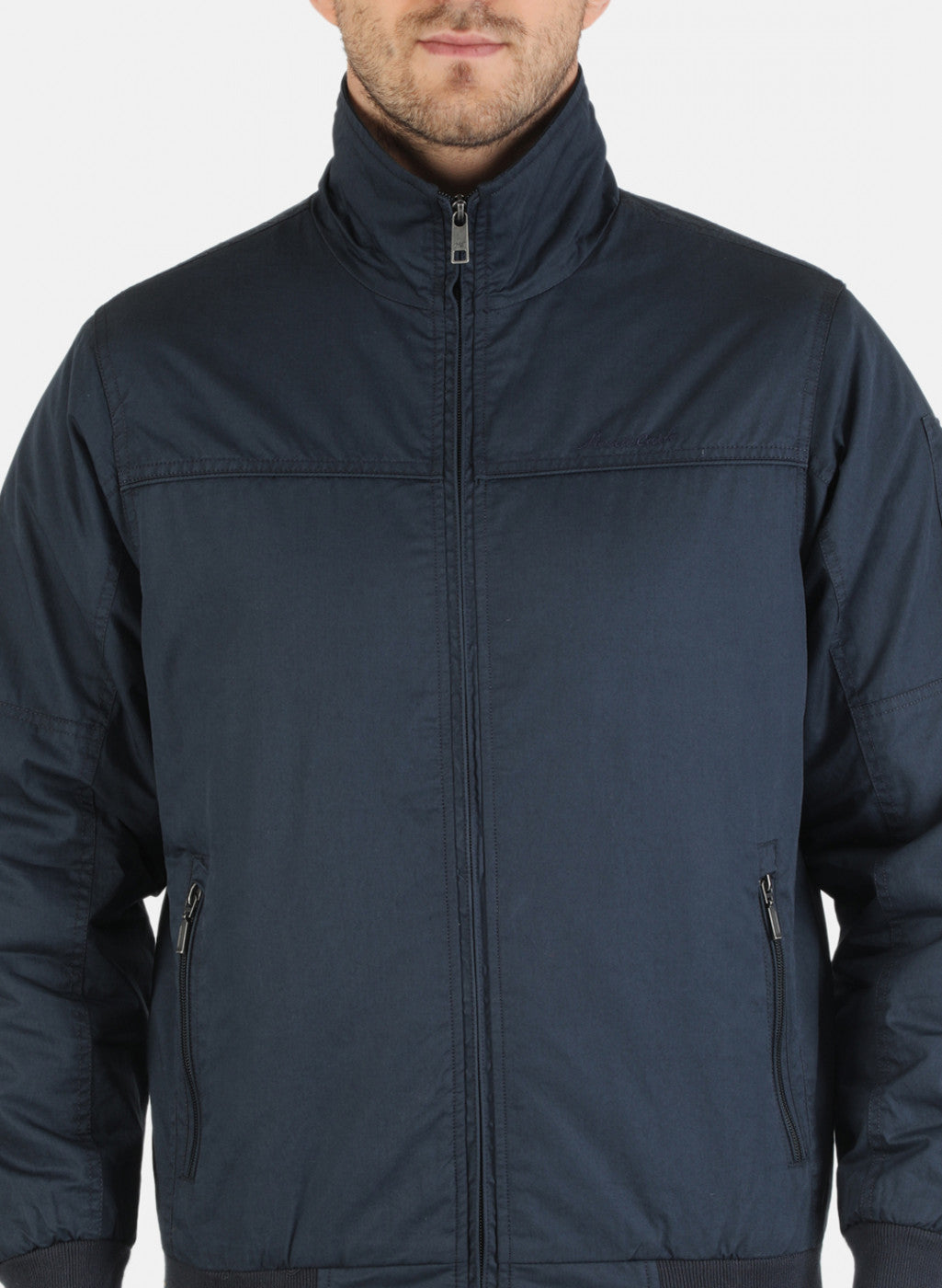 Men NAvy Blue Solid Jacket