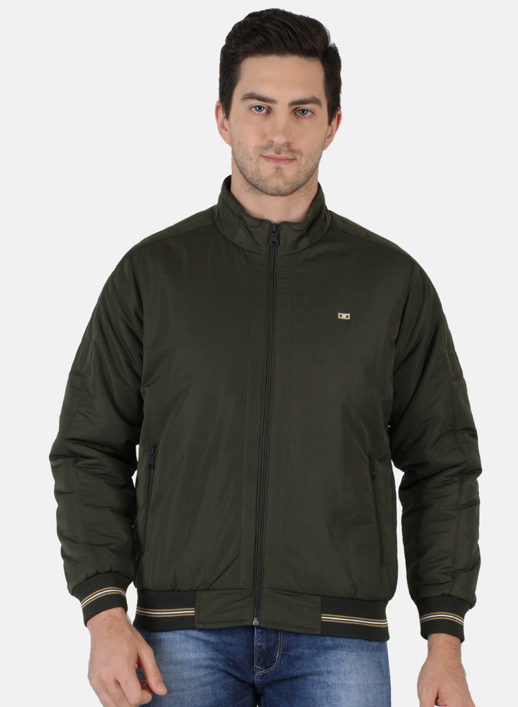 Men Olive Solid Jacket