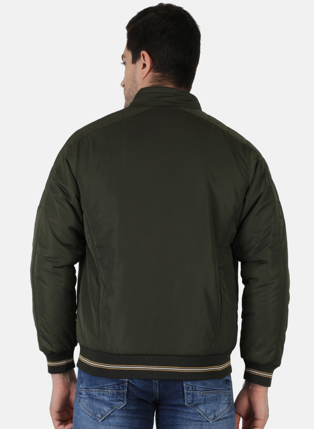 Men Olive Solid Jacket