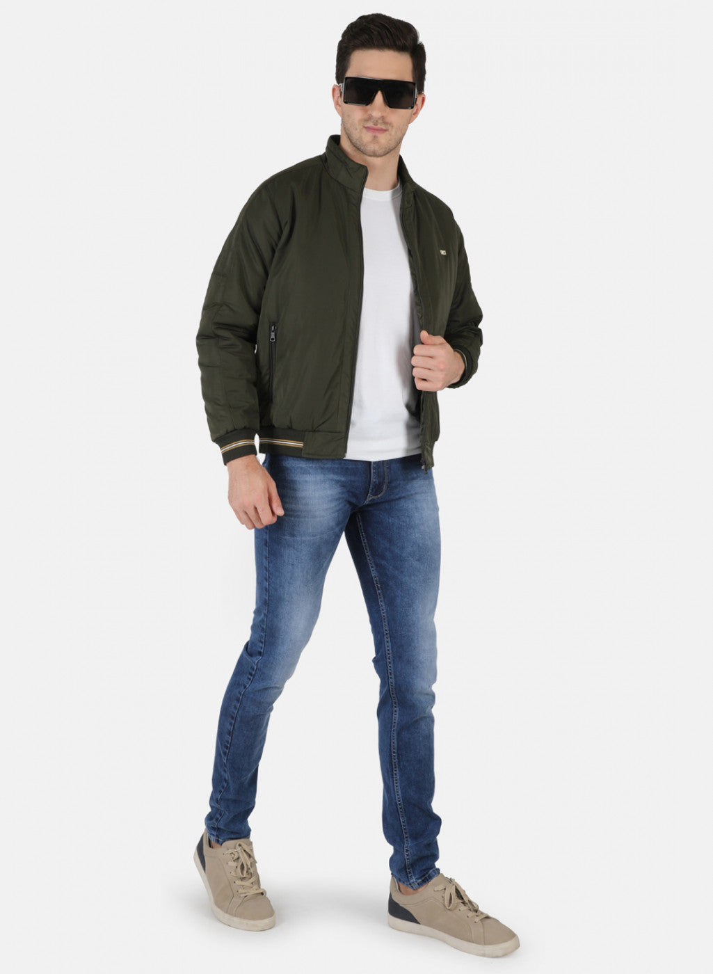 Men Olive Solid Jacket