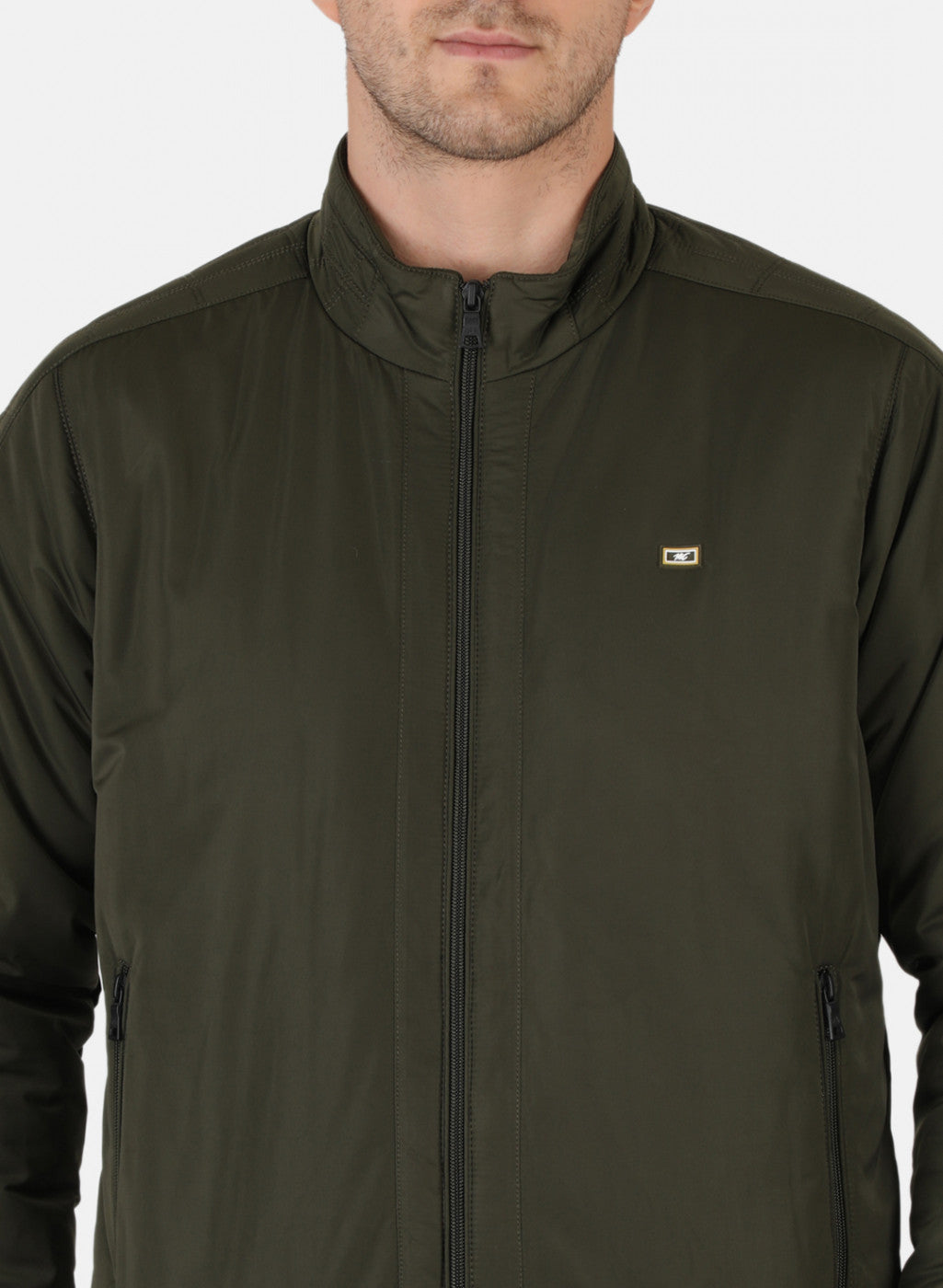 Men Olive Solid Jacket