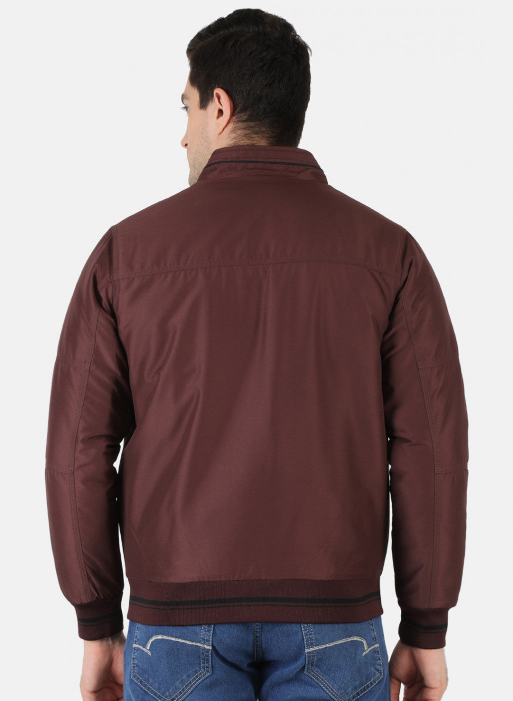 Men Maroon Solid Jacket