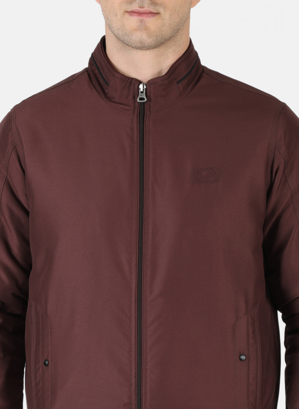 Men Maroon Solid Jacket