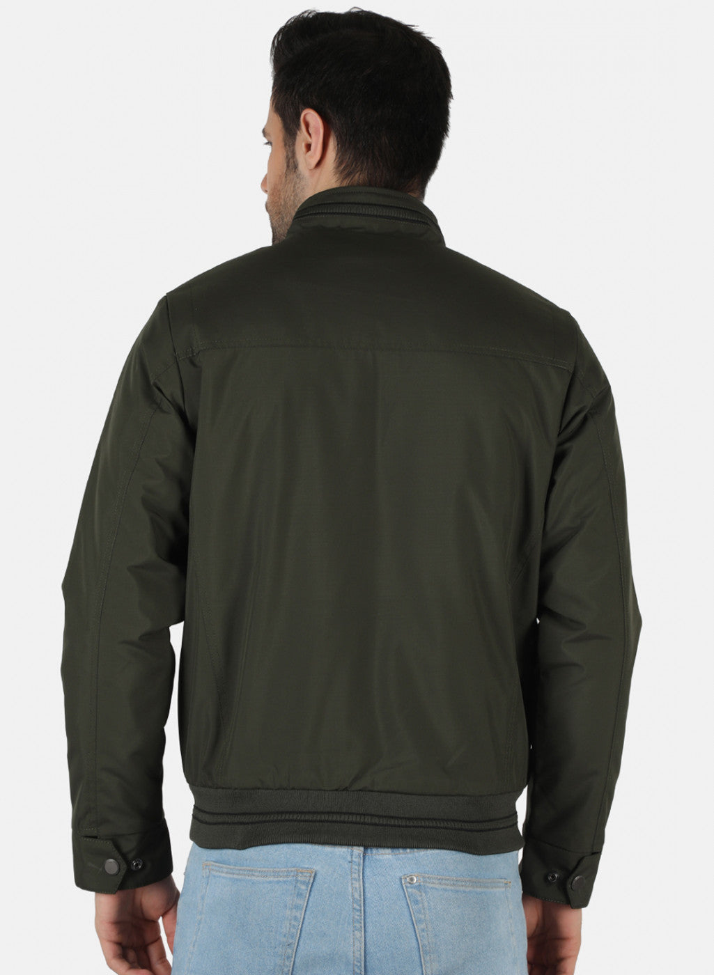 Men Olive Solid Jacket