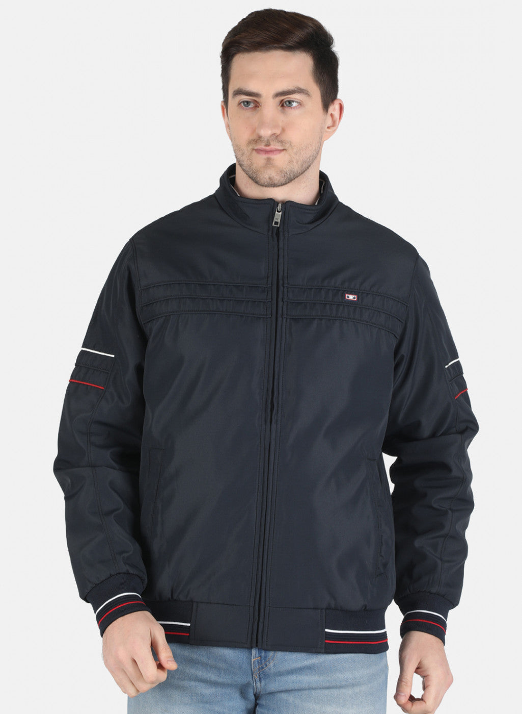 Men NAvy Blue Solid Jacket