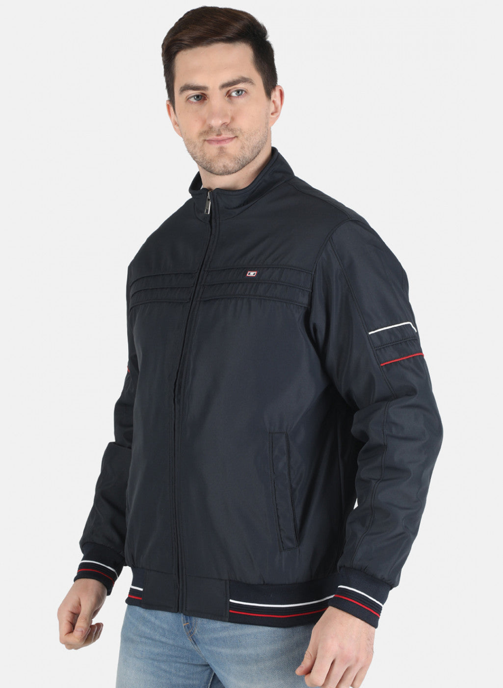 Men NAvy Blue Solid Jacket