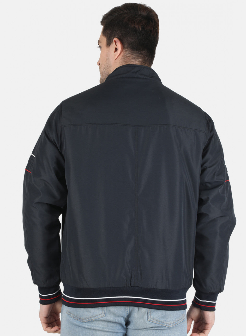 Men NAvy Blue Solid Jacket