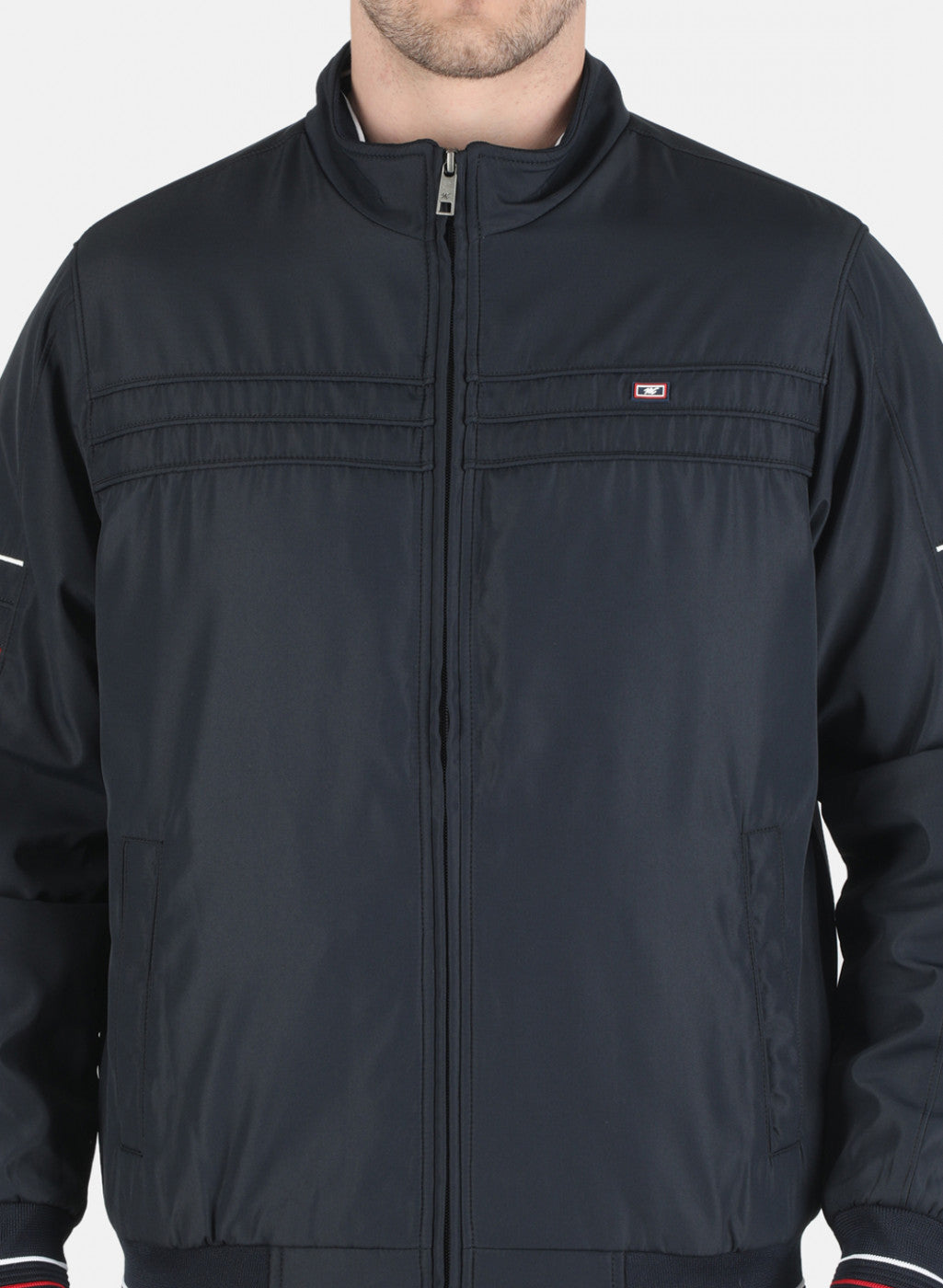 Men NAvy Blue Solid Jacket