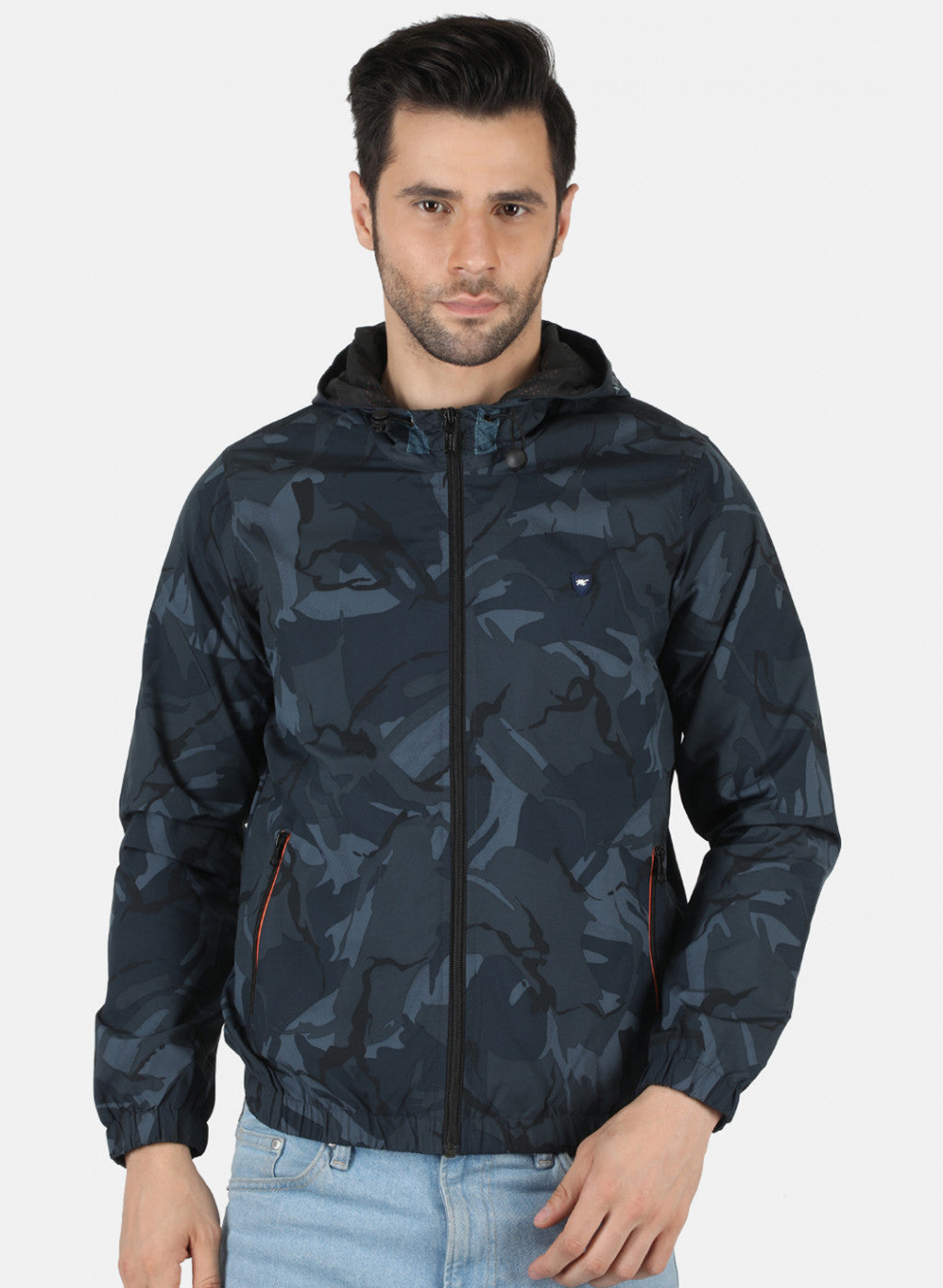 Men NAvy Blue Printed Jacket