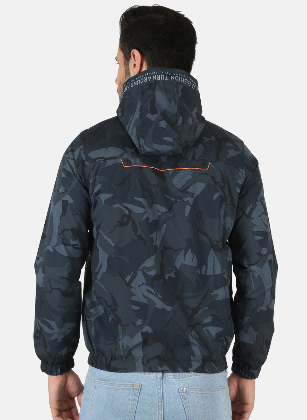 Men NAvy Blue Printed Jacket