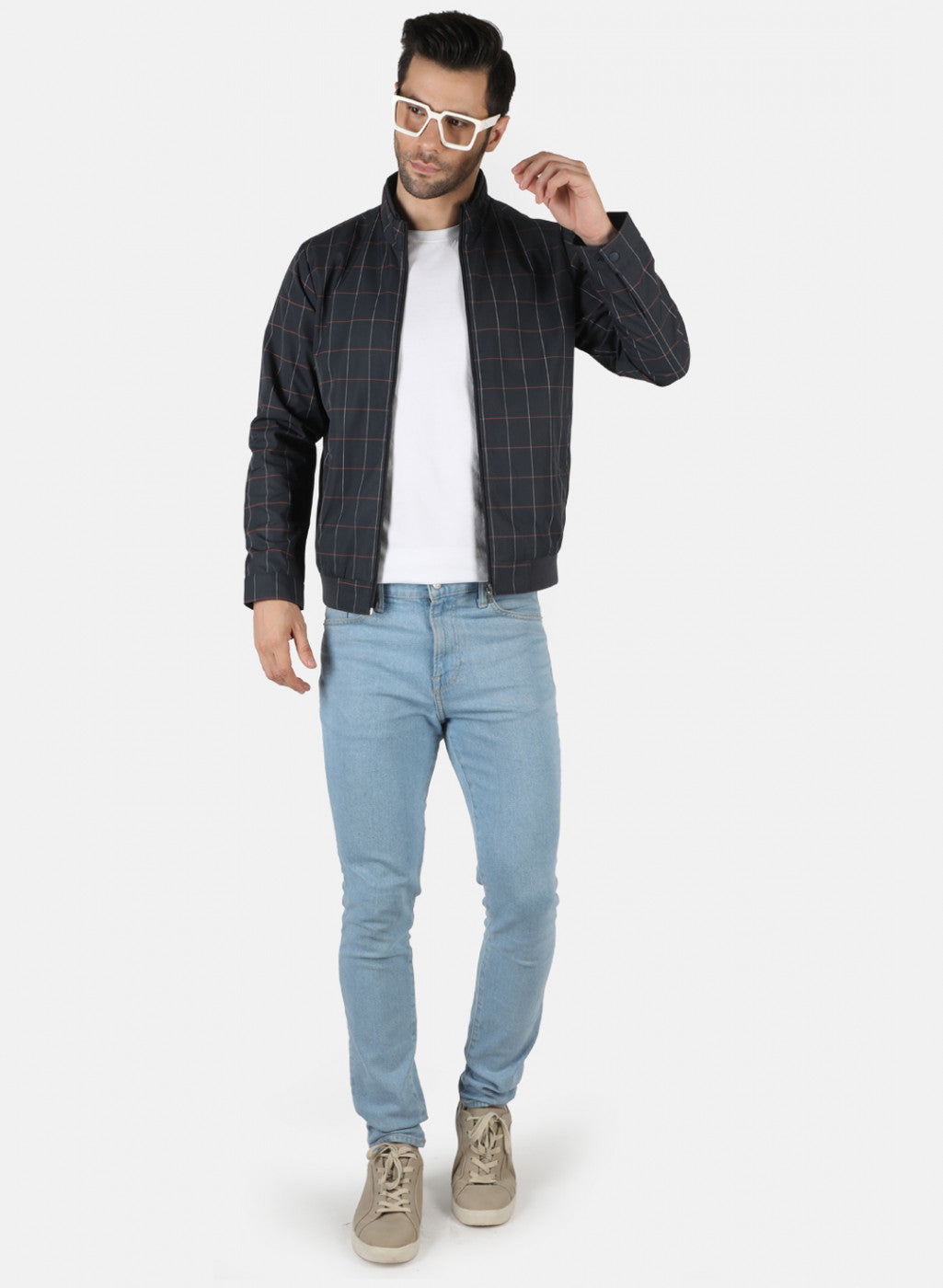 Men NAvy Blue Printed Jacket