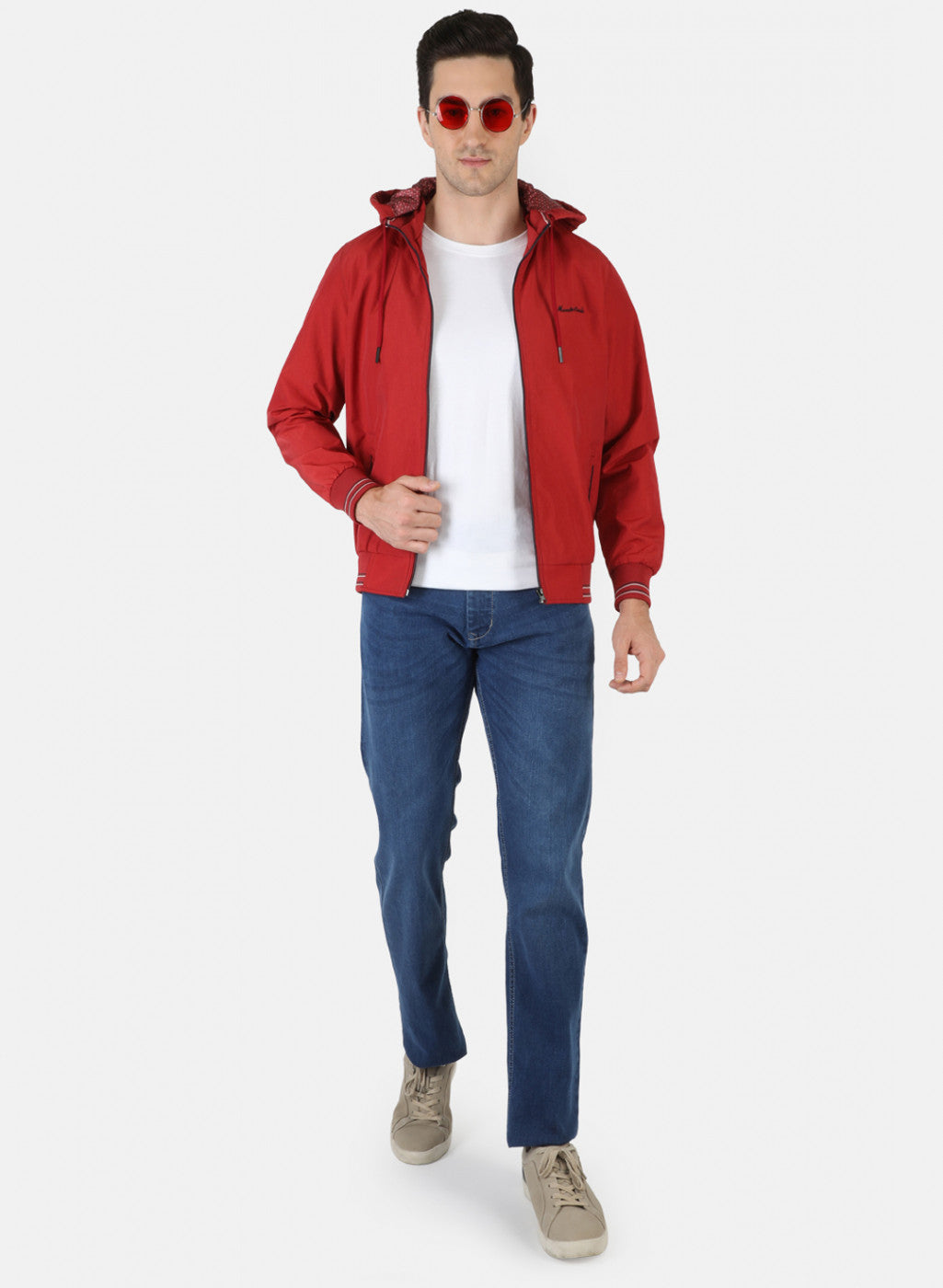 Men Red Solid Jacket