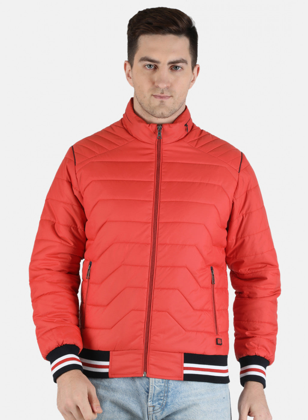 Men Orange Solid Jacket