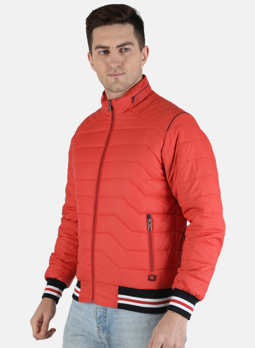 Men Orange Solid Jacket