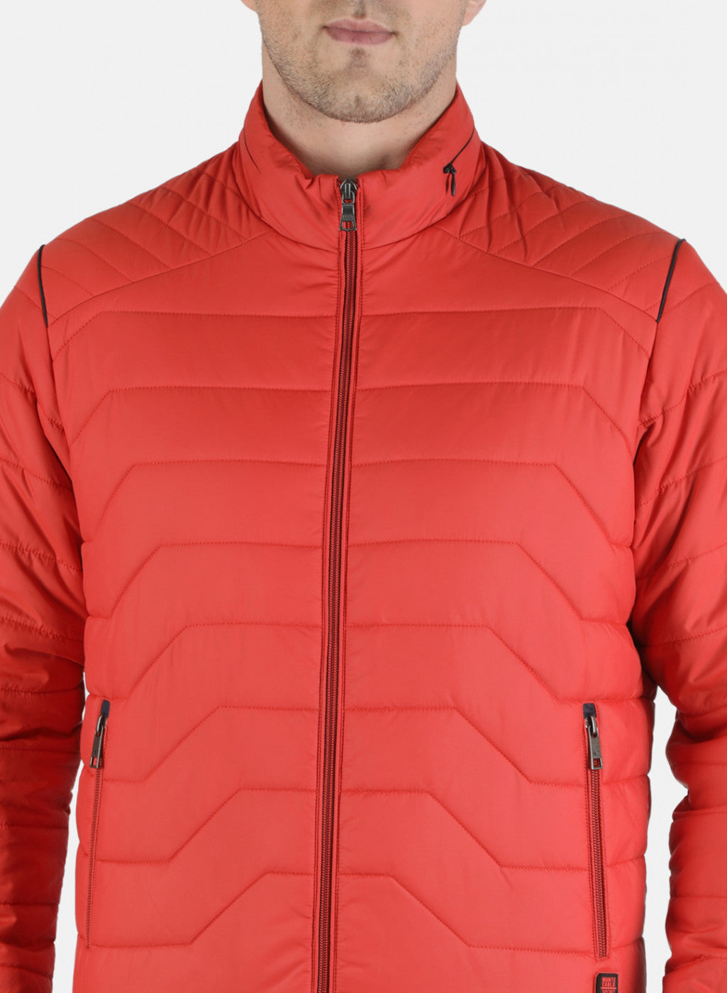 Men Orange Solid Jacket